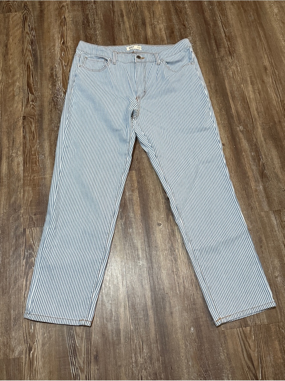 Oat New York Pinstripe Jeans Women's 10/30 High Rise Relaxed Fit Straight Leg